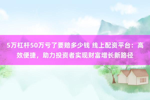 5万杠杆50万亏了要赔多少钱 线上配资平台：高效便捷，助力投资者实现财富增长新路径